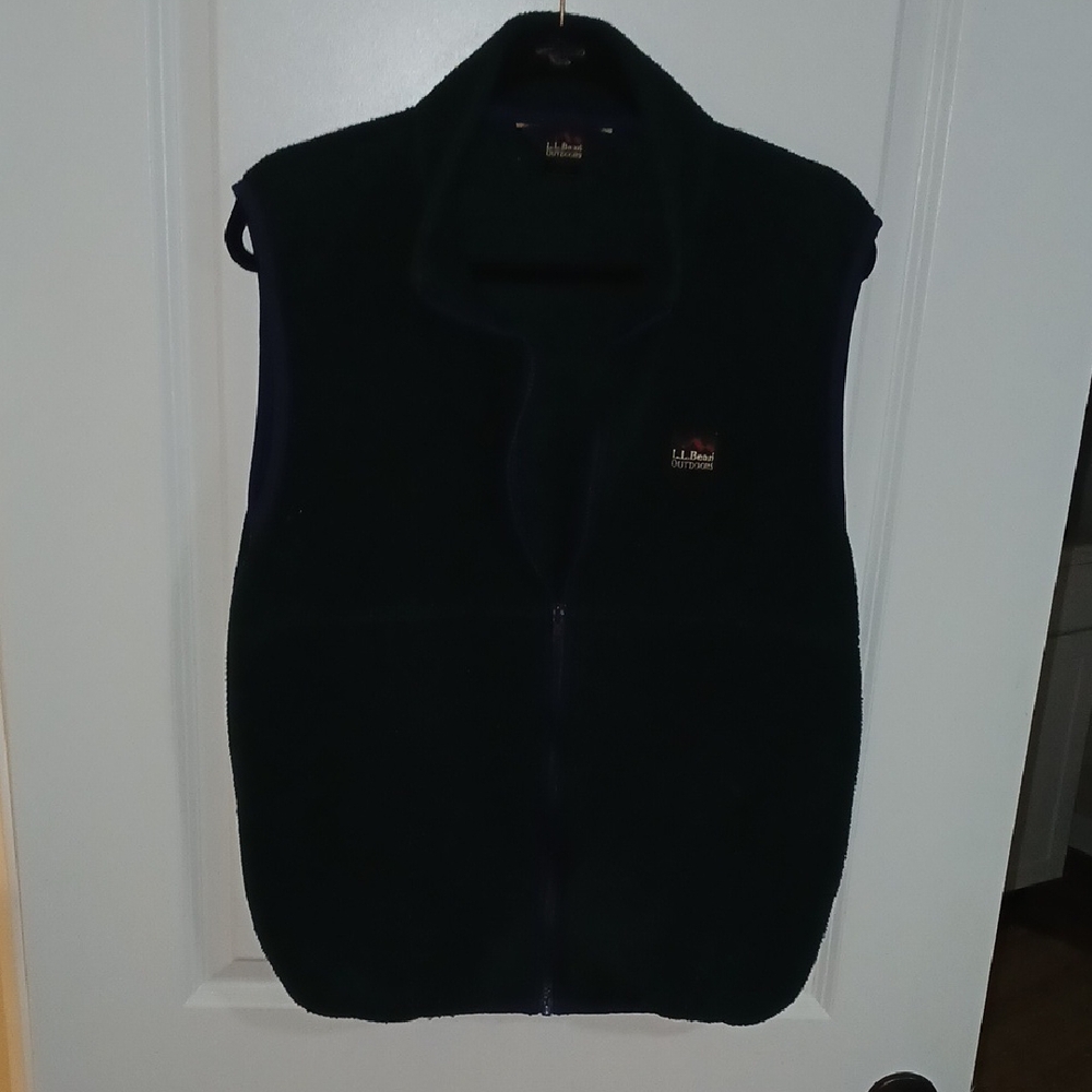 L.L. Bean Outdoors Series Dark Green Zip-Up, Mock Turtle Neck Fleece Vest